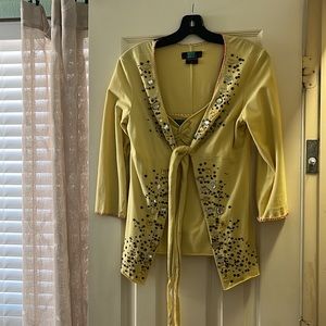 A Common Thread 2 Piece Set Beaded Tank and Wrap Size S